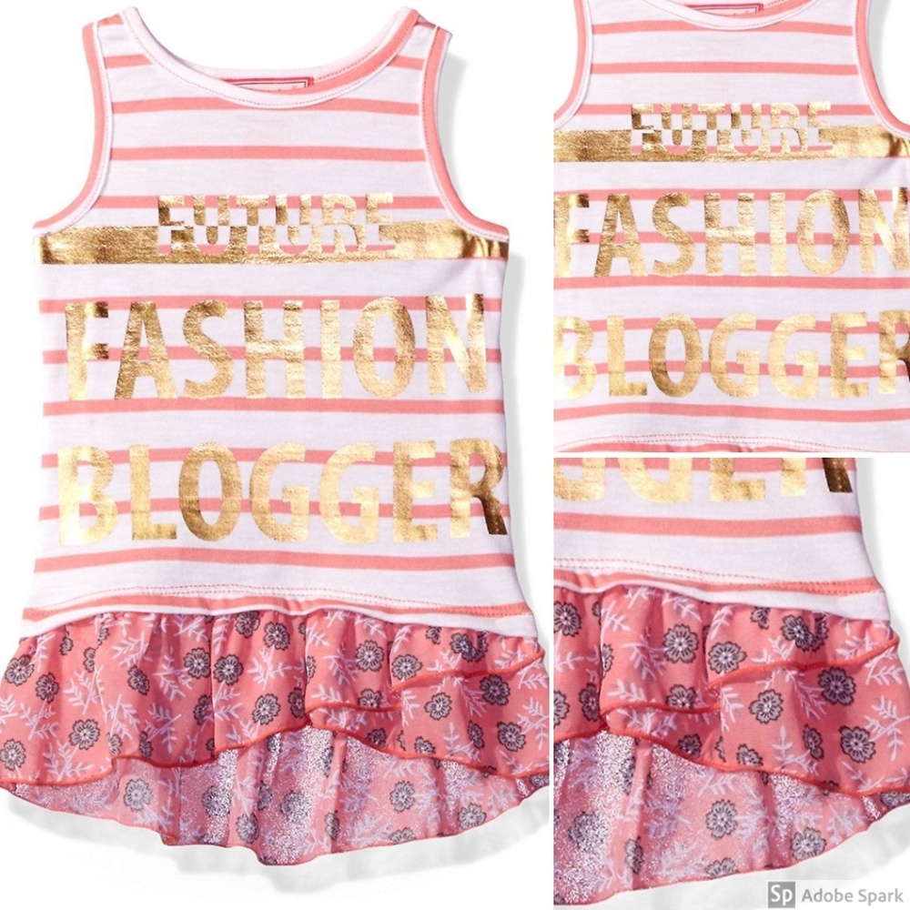 Graphic‎ Tank Top Chiffon Hem Girl S 7/8 Shirt